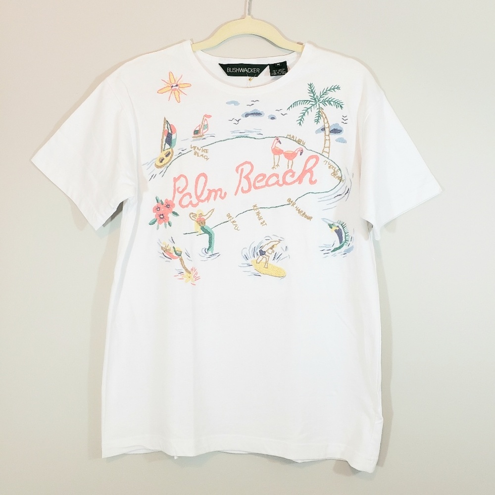 NWT Bushwacker Palm Beach Embroidered Shirt